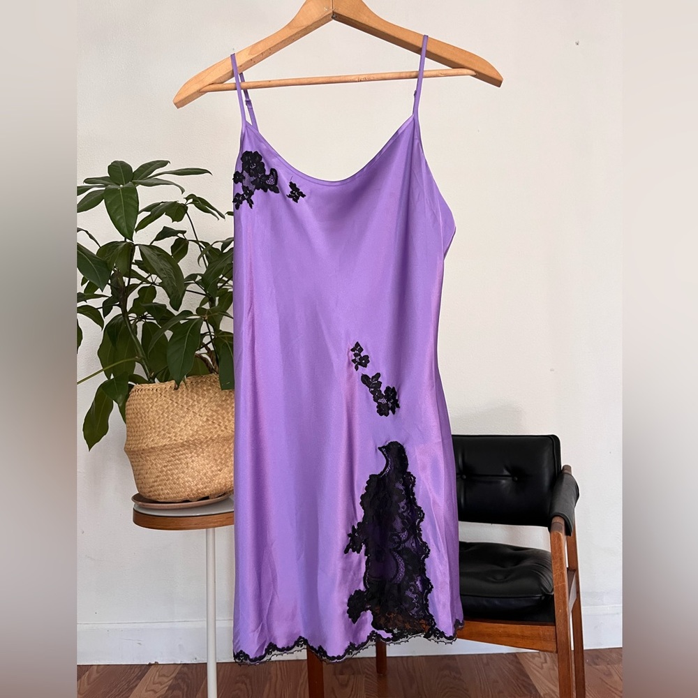 Vintage Victoria Secret Satin Purple Slip-On Dress Size Medium